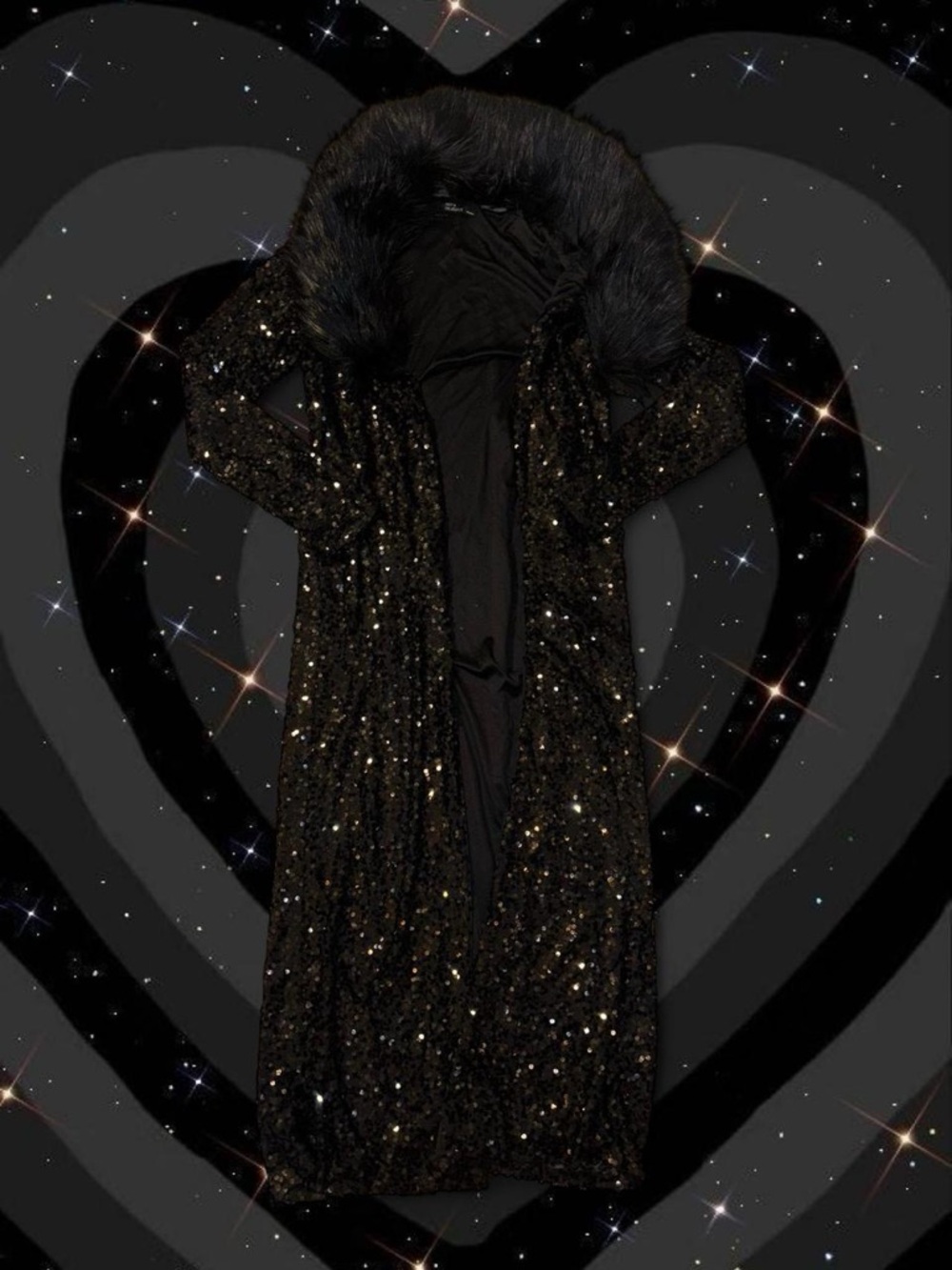 Hot & Delicious Black Sequined Jacket w/Fur